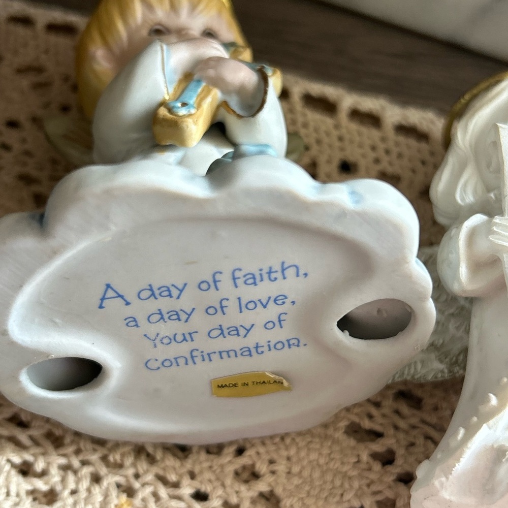 Angel Figurines Bundle of 3 Gold Halos Sweet Faces Friendship Confirmation Love - Picture 11 of 13